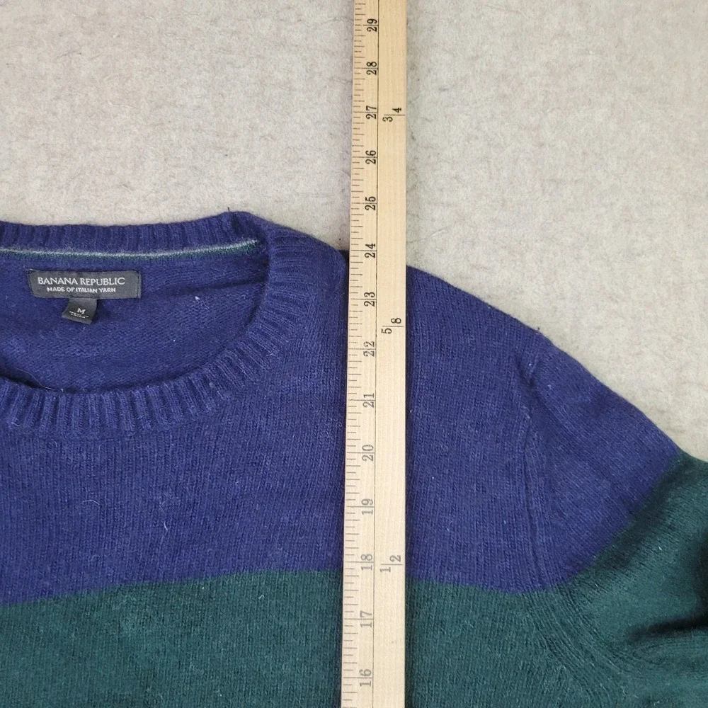 Banana Republic Italian‎ Yarn Merino Wool Sweater Mens M Blue Green Colorblock